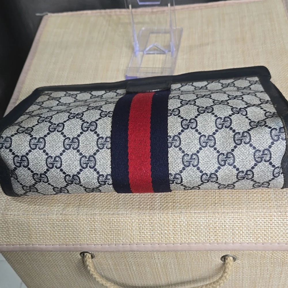 Gucci Blue Canvas Clutch EUC - Picture 3 of 11